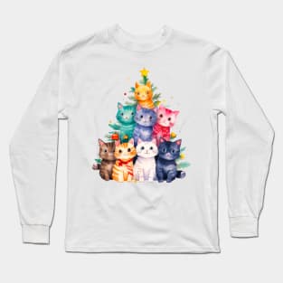 Cat Christmas Tree Long Sleeve T-Shirt